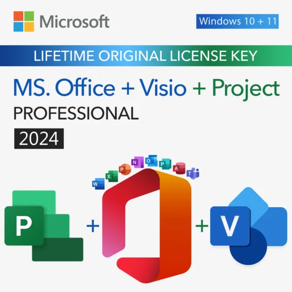 Microsoft Office 2024 Professional Plus + Visio & Project | Lifetime Activation FLIXEASY