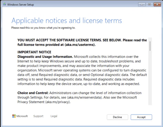 Accept the license terms and choose Custom: Install Windows only for a clean installation.